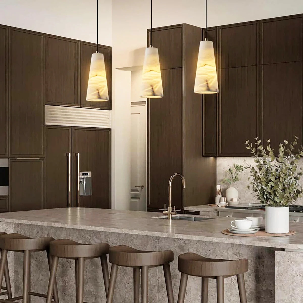 Aurora Pillar Alabaster Pendant Light T2171