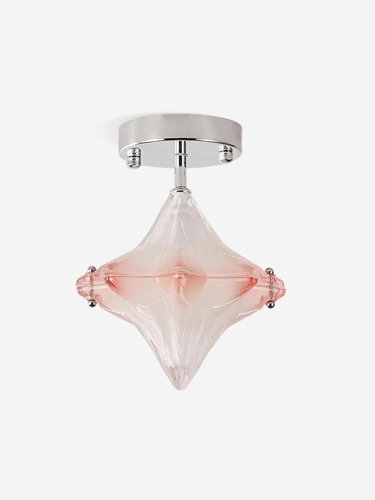 Art Deco Star Ceiling Lamp - Frosted Glass Fixture for Hallway & Entryway - Astris Ceres T435