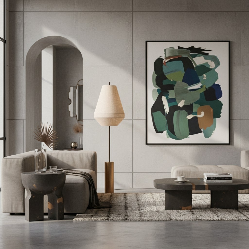 Zalen Floor Lamp - Layered Linen Pendant Design Aged Brass-Metal Lamp for Living Room T732