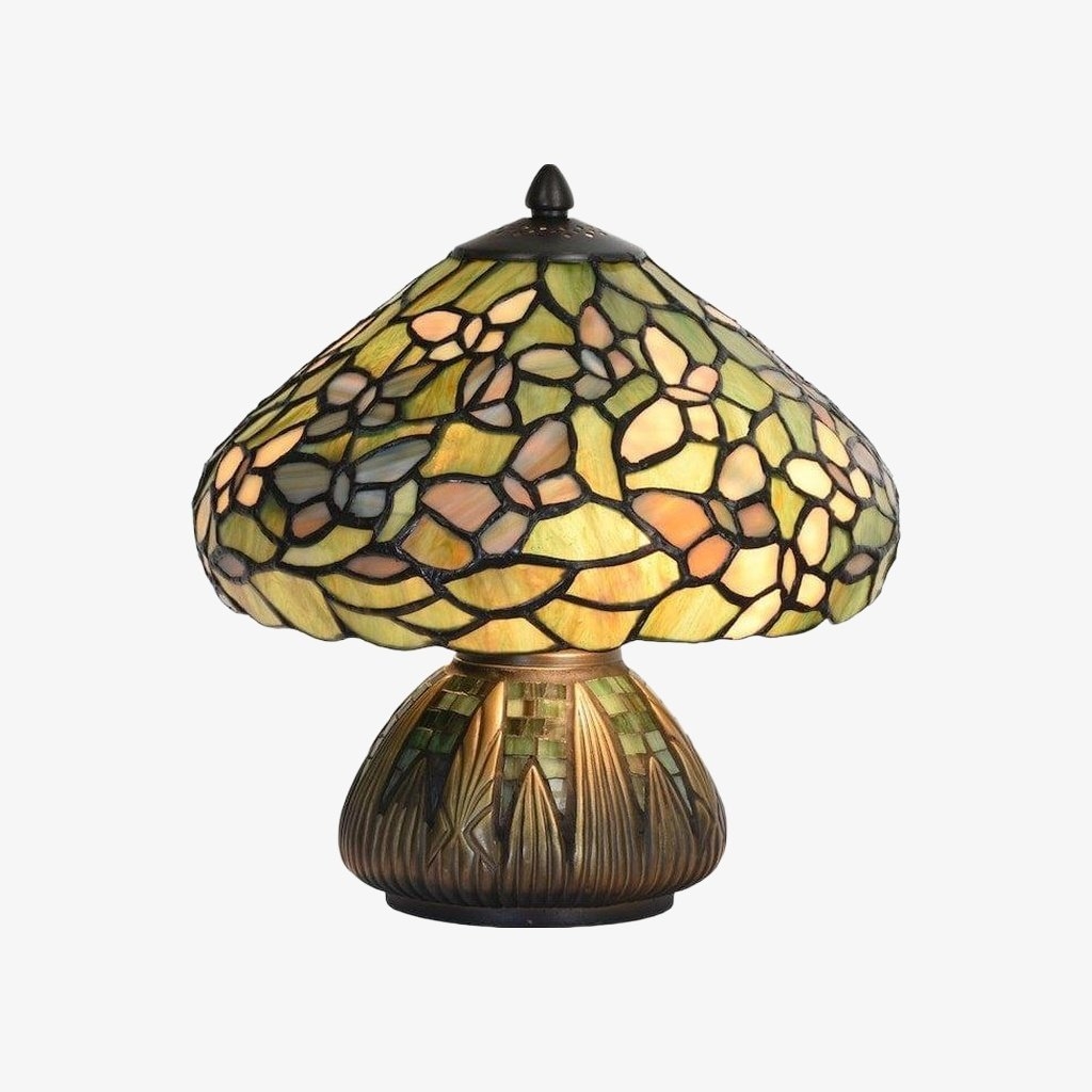 TF Sorenia Table Lamp - Warm Stained-Glass Floral Art-style Lamp for Living Room or Bedroom T893