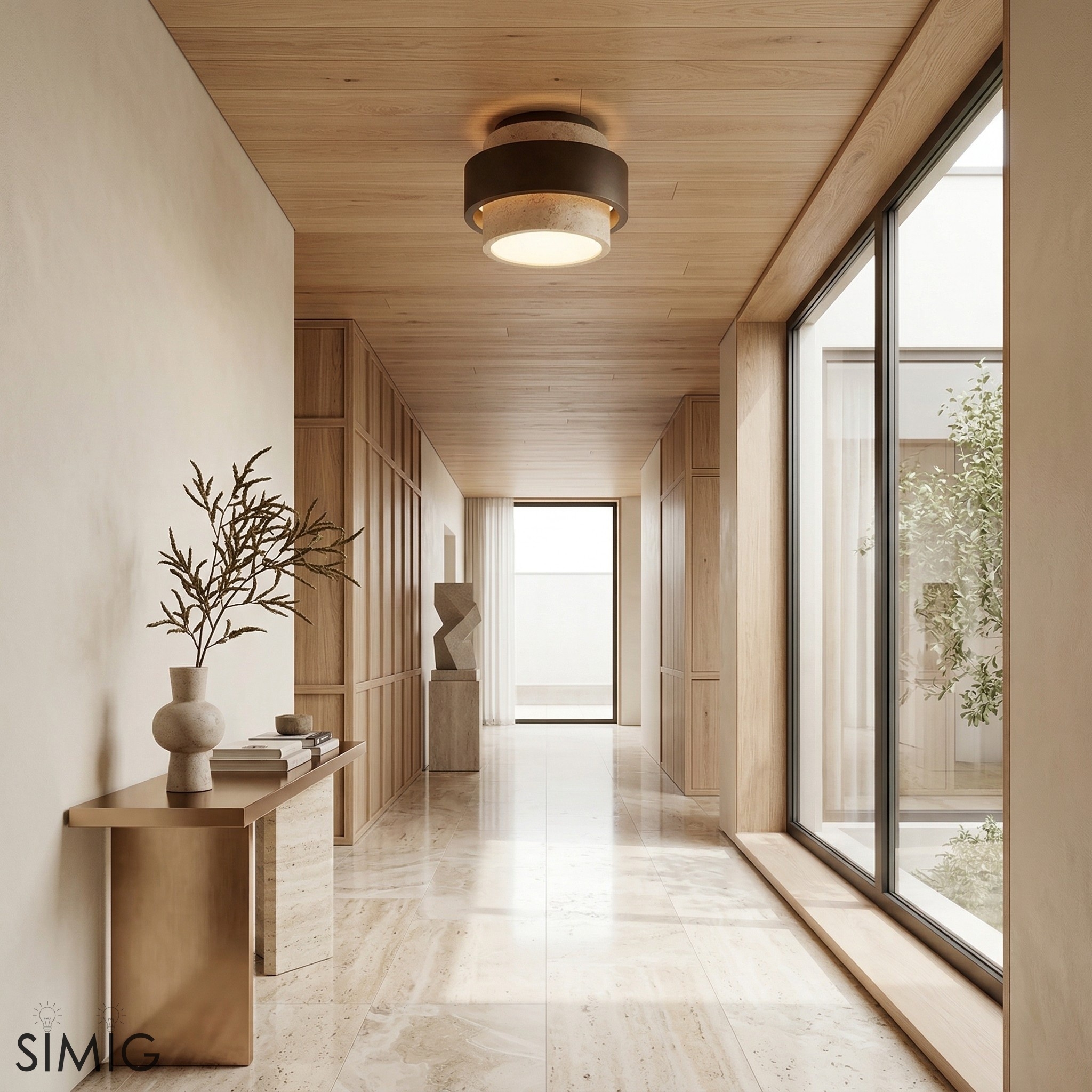 Natural Stone Texture Ceiling Light - Wabi Sabi Style Fixture T1103