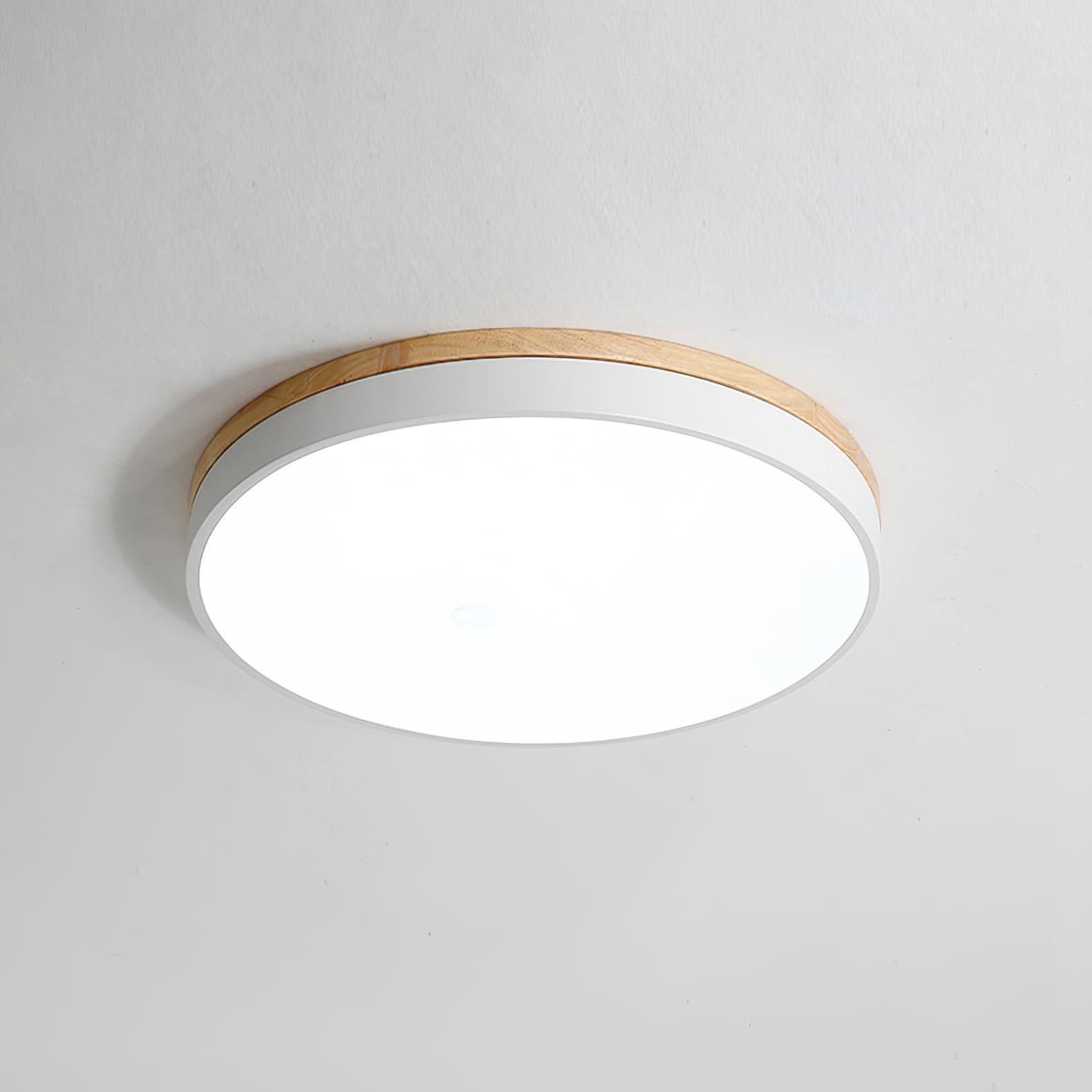 White Round Wooden Ceiling Lamp M197