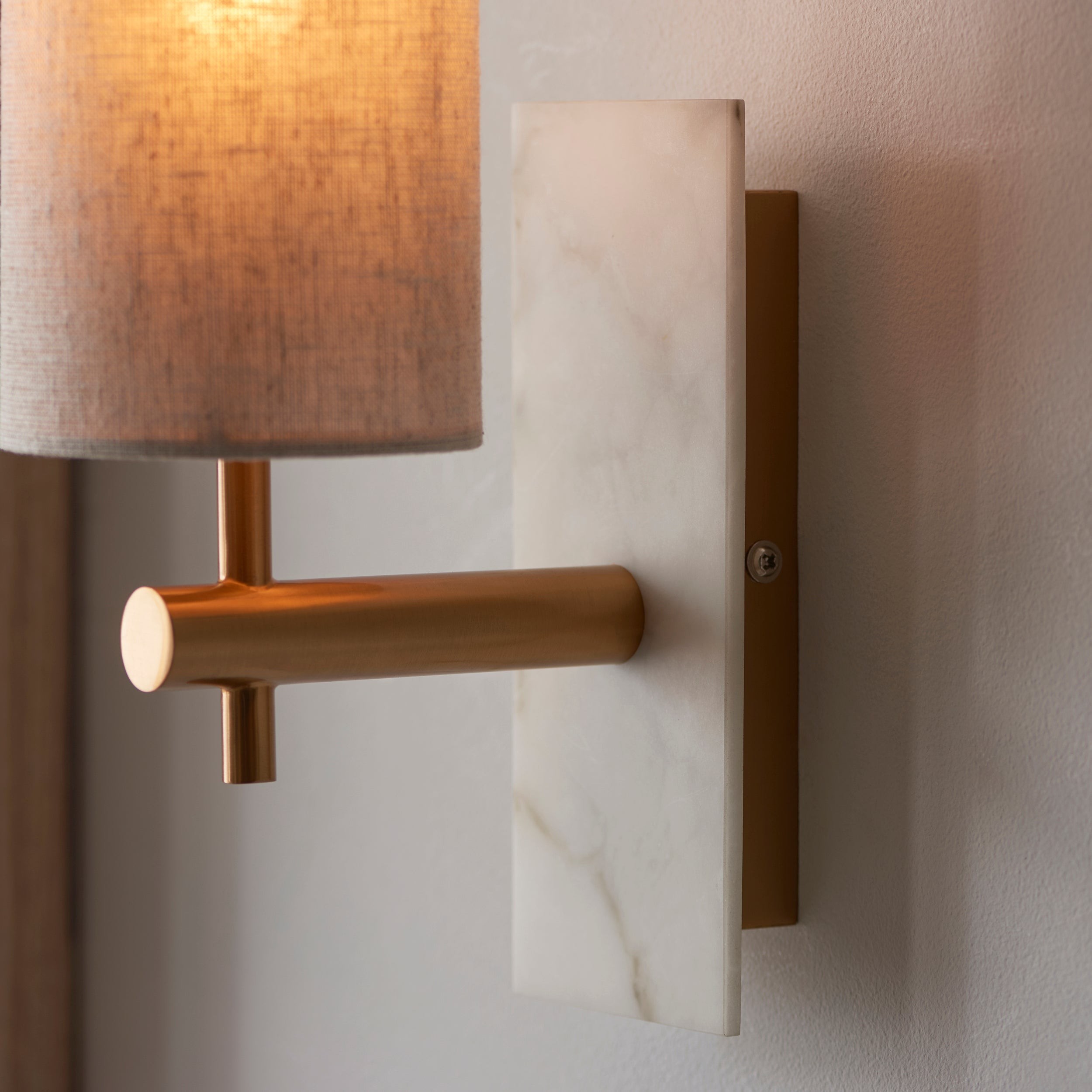 Linemora Timeless Marble Wall Lamp - Natural Linen Shade for Hallway T465
