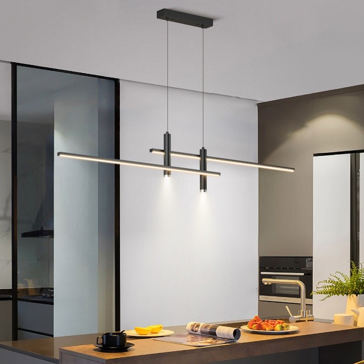 Modern Minimalist Sleek Metal Rod Chandelier M34
