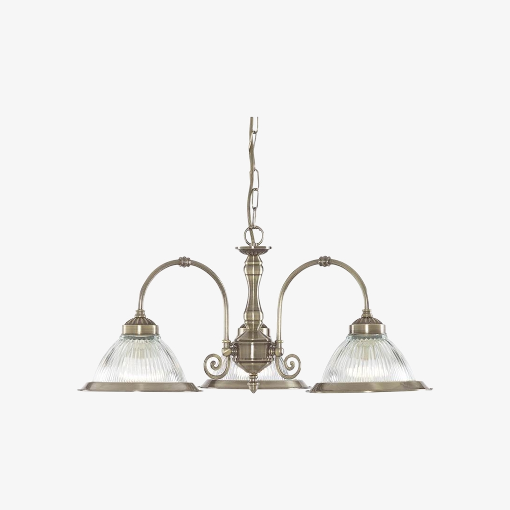 TF Vintora Ribbed Glass Pendant Light - Elegant Metal Trim for Kitchens, Dining Areas and Hallways T1022