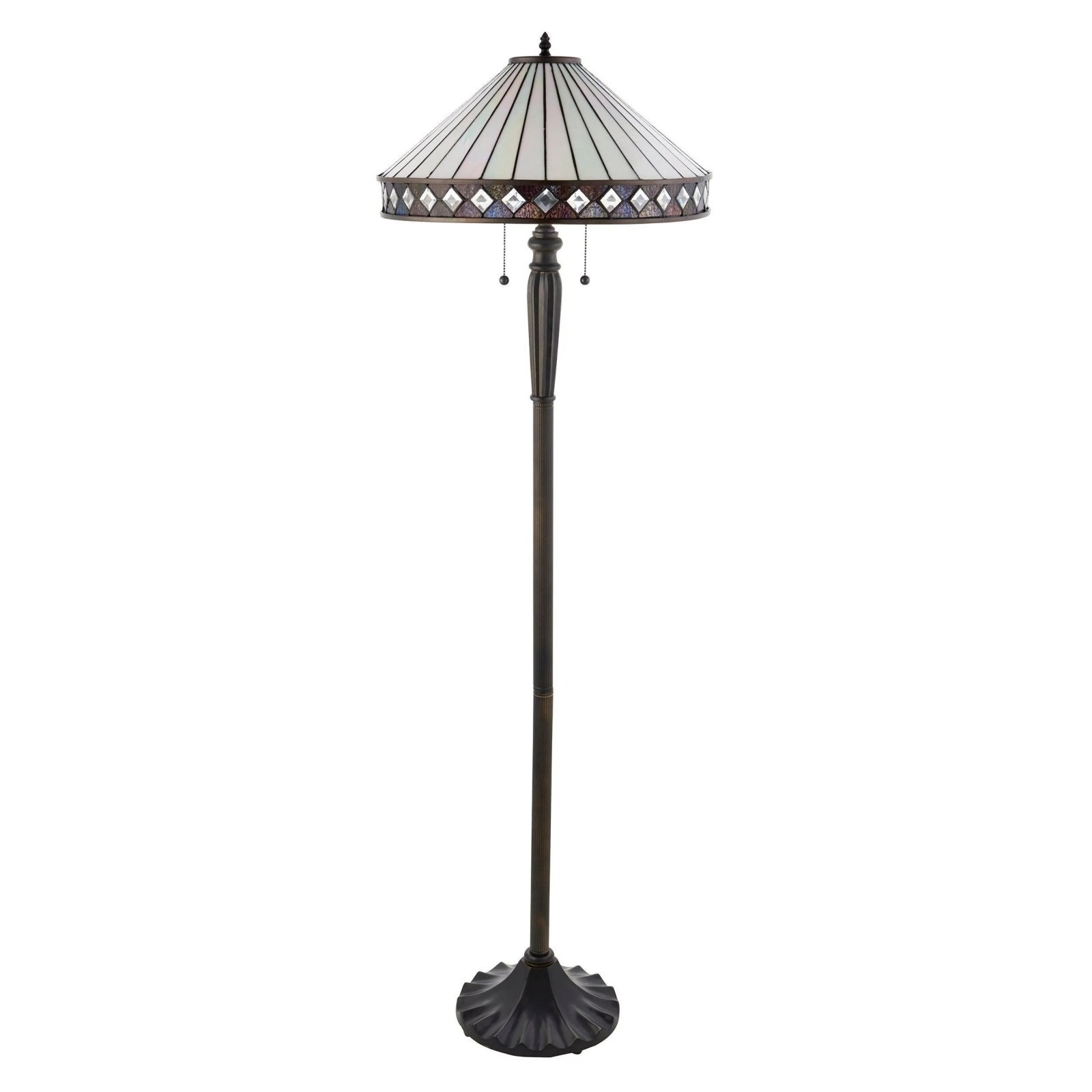 TF Fargo Geometric Glass Tiffany Lamp - Art Deco Table or Floor Light T643
