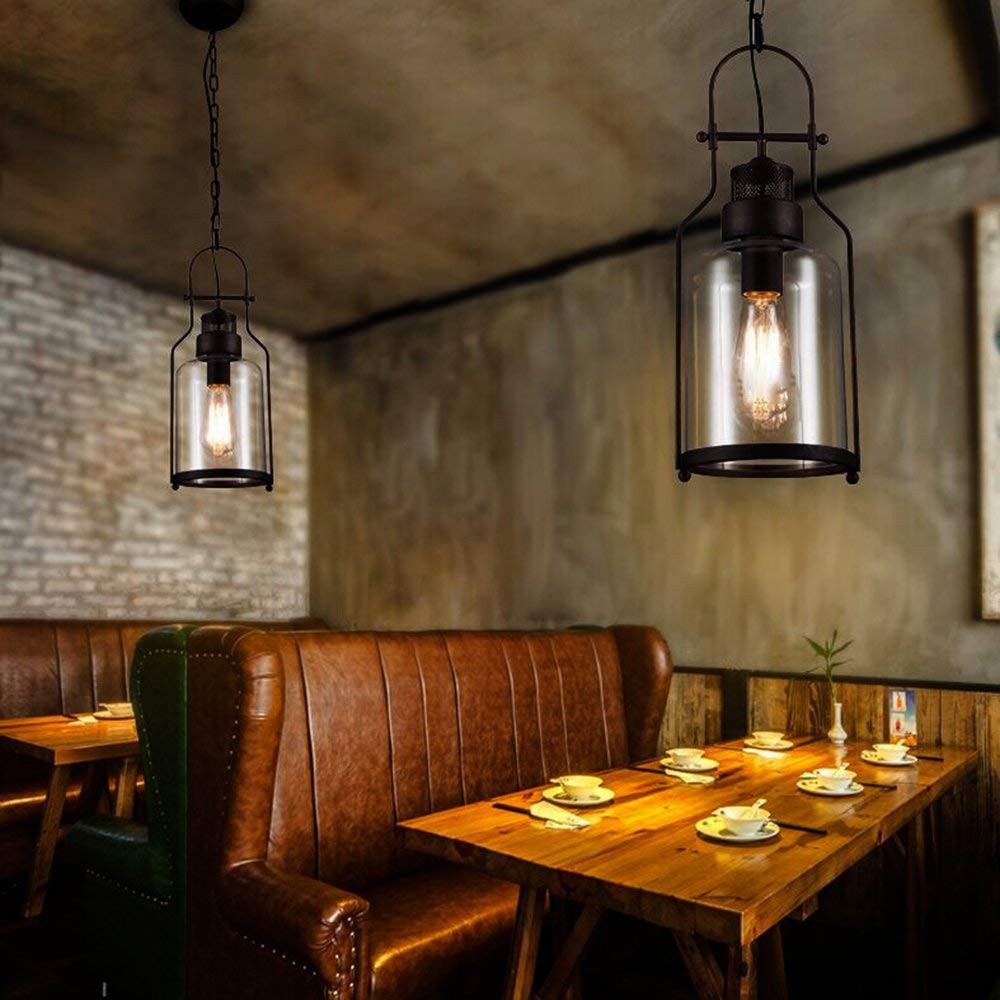 Industrial Vintage Iron Glass Jar 1-Light Pendant Light G30
