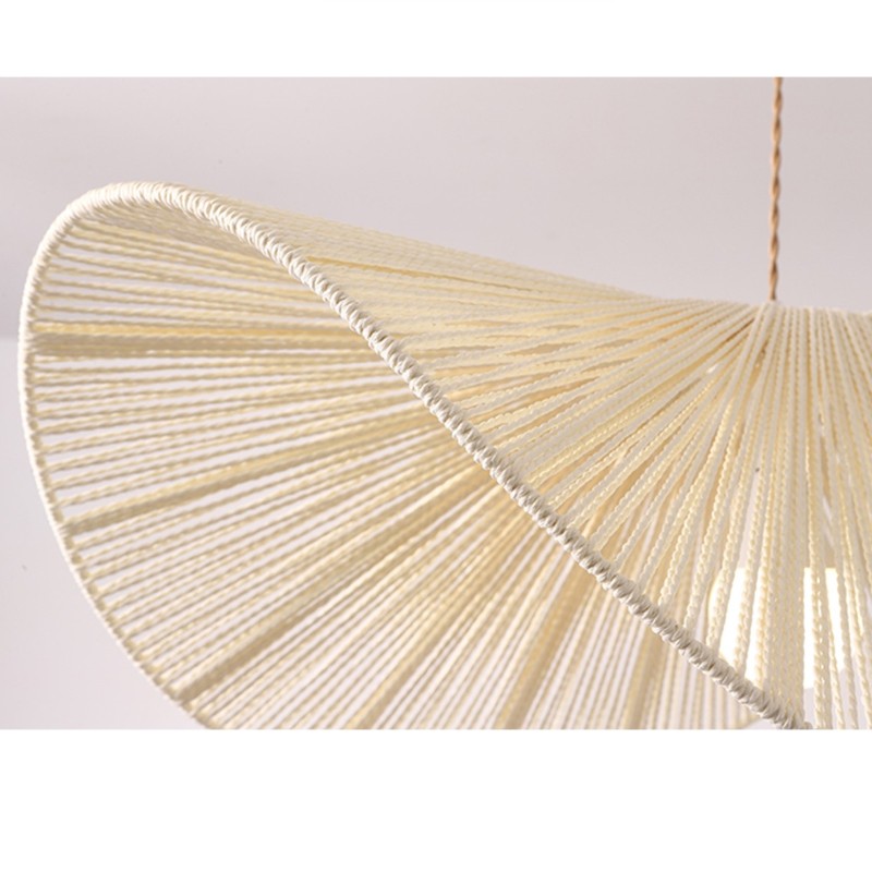 Wabi-Sabi Style Straw Hat Pendant Light For Living Room
