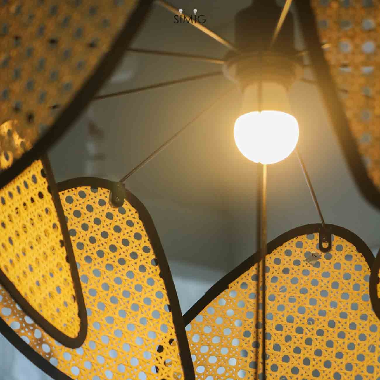 Screen Cannage Pendant Light - Woven Rattan Design for Living Room