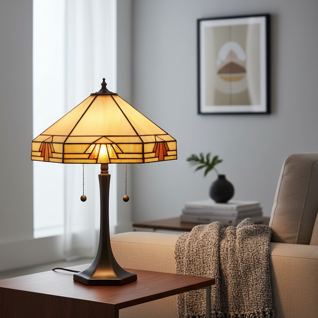 TF Nevada Geometric Stained Glass Table Light - Table Lamp for Living Rooms and Bedrooms T936