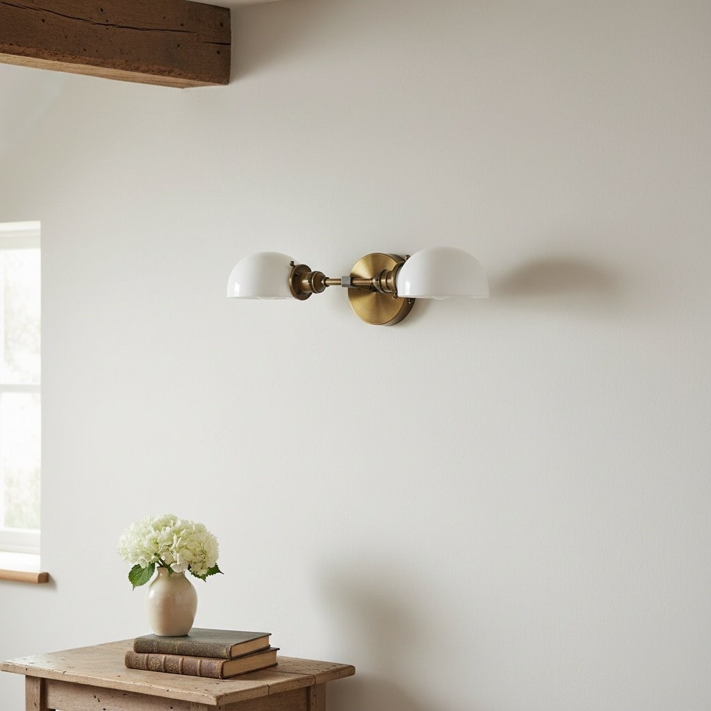 Ornato Luxe Mid-Century Vanity Light - Brass Bathroom Fixture with Opal Glass T326