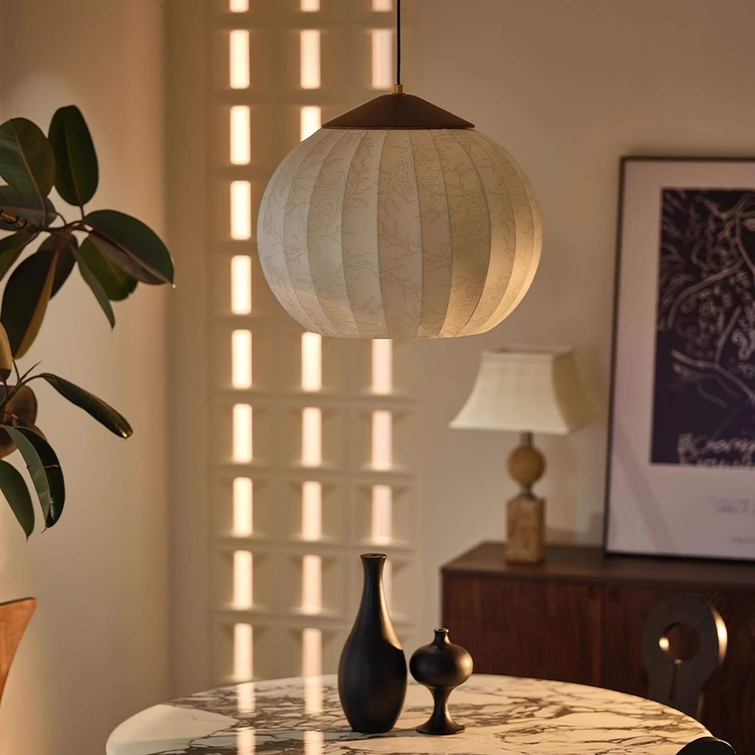 Japanese Style Fabric Lantern Pendant Lamp M547
