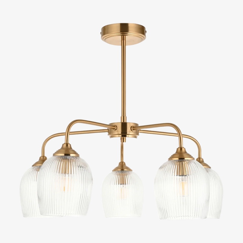 Brazara Multi-Light Glass Shade Pendant Lamp - Curved Metal Arms for Modern Homes T885