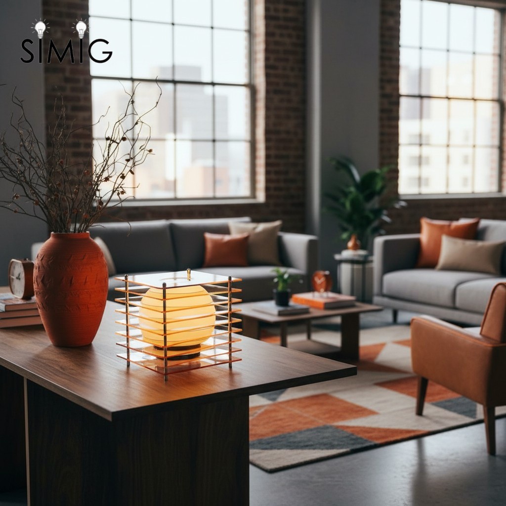 Geometric Moon Cube Lamp – Atmospheric luminous sphere S252