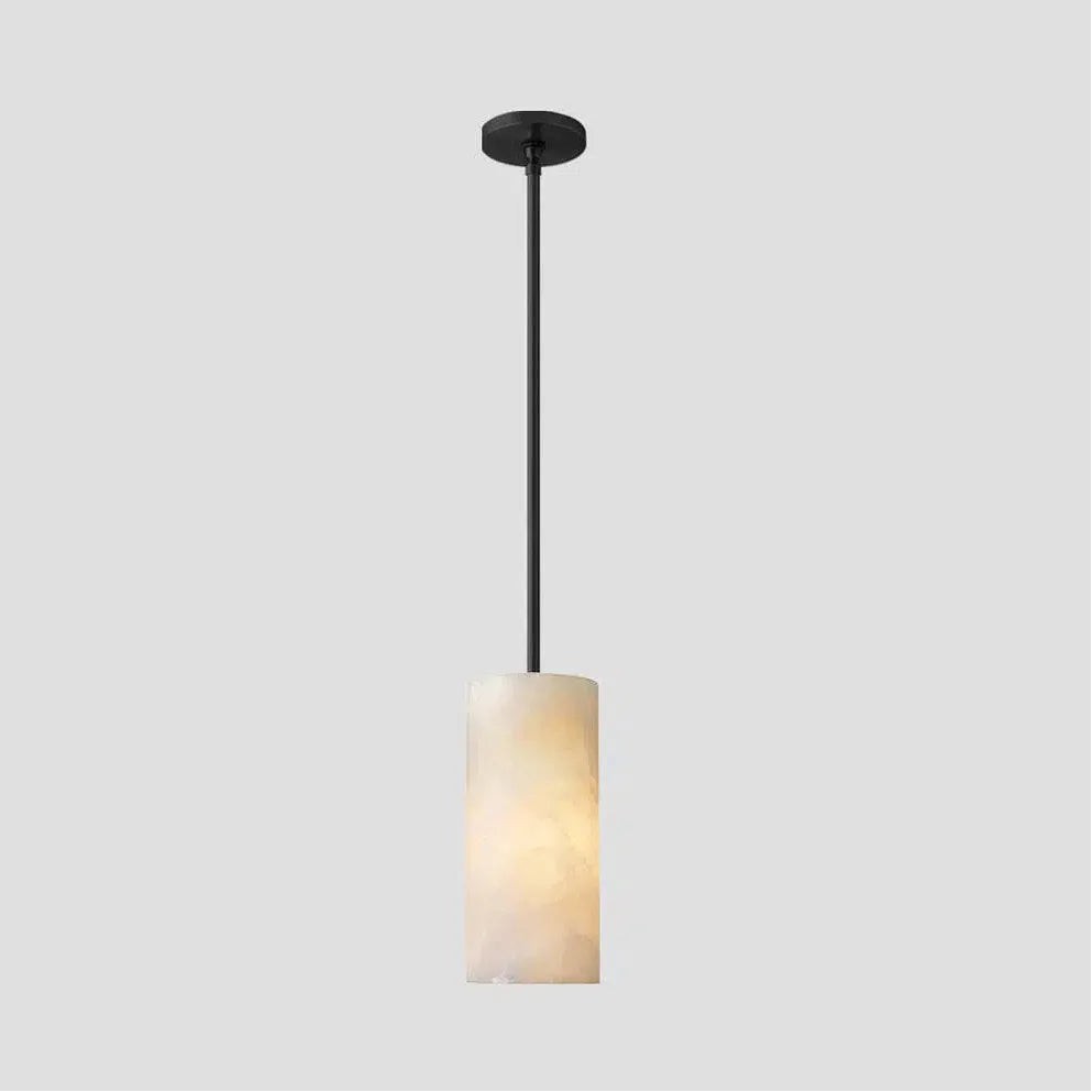 Hand Carved Alabaster Cylinder Pendant Light T115