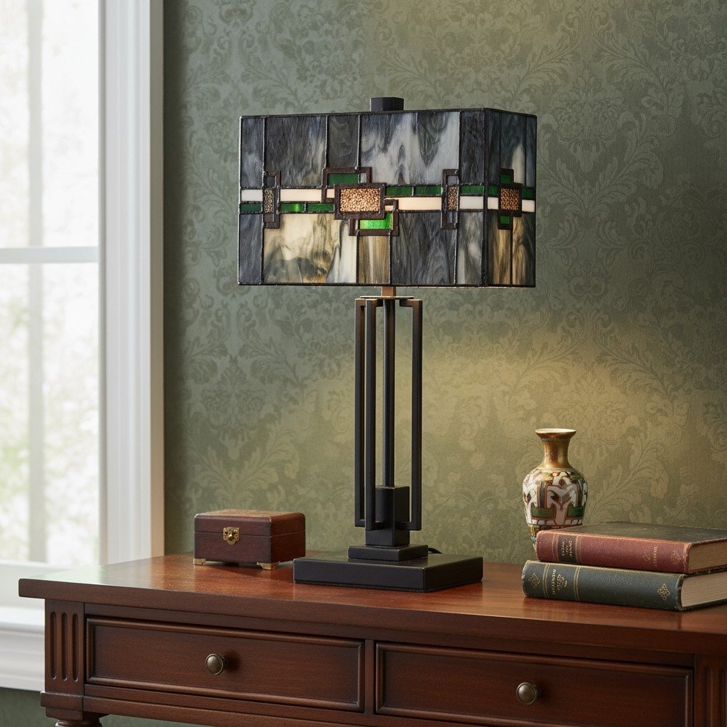 Culletto Mosaic Rectangular Stained Glass Table Lamp T646