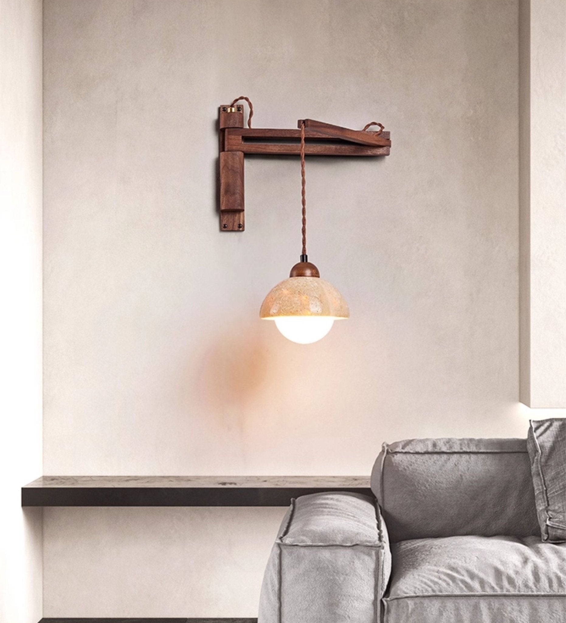 Adjustable Travertine Dome Wall Sconce T1606