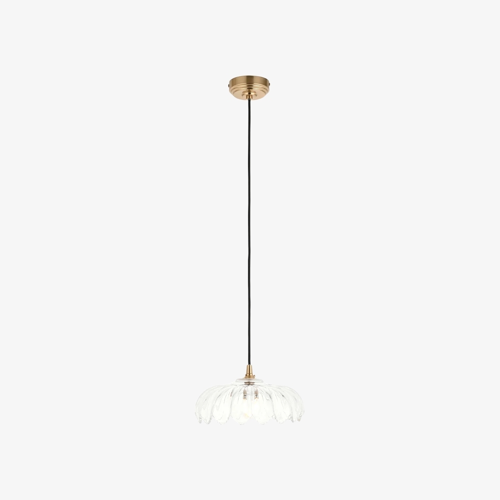 Floriaxis Floral Glass Pendant Light - Floral Glass Shade with Braided Cable for Kitchen or Dining T960