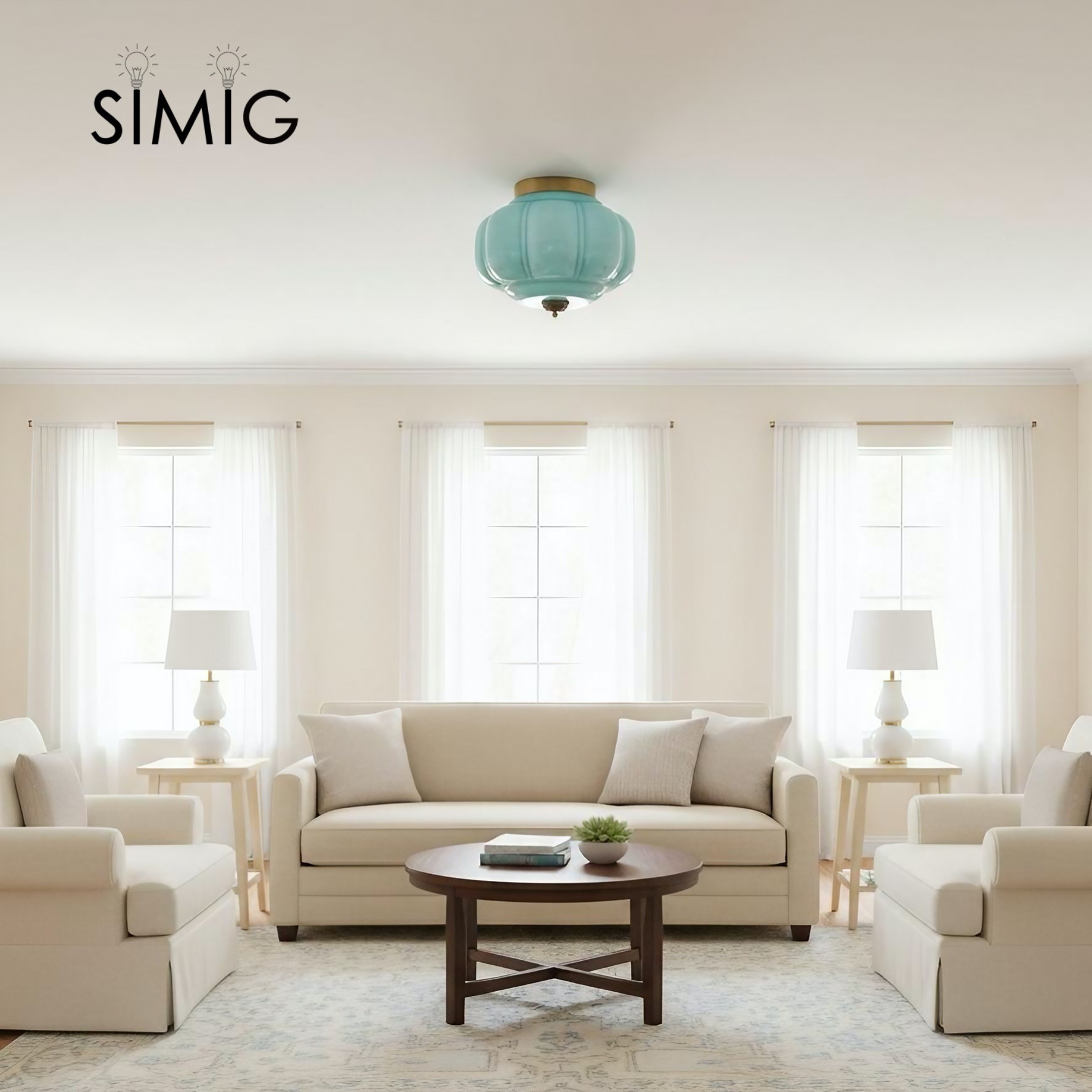 Eloise Ceiling Light - Elegant Retro Brass Ceiling Light for Living Room G55