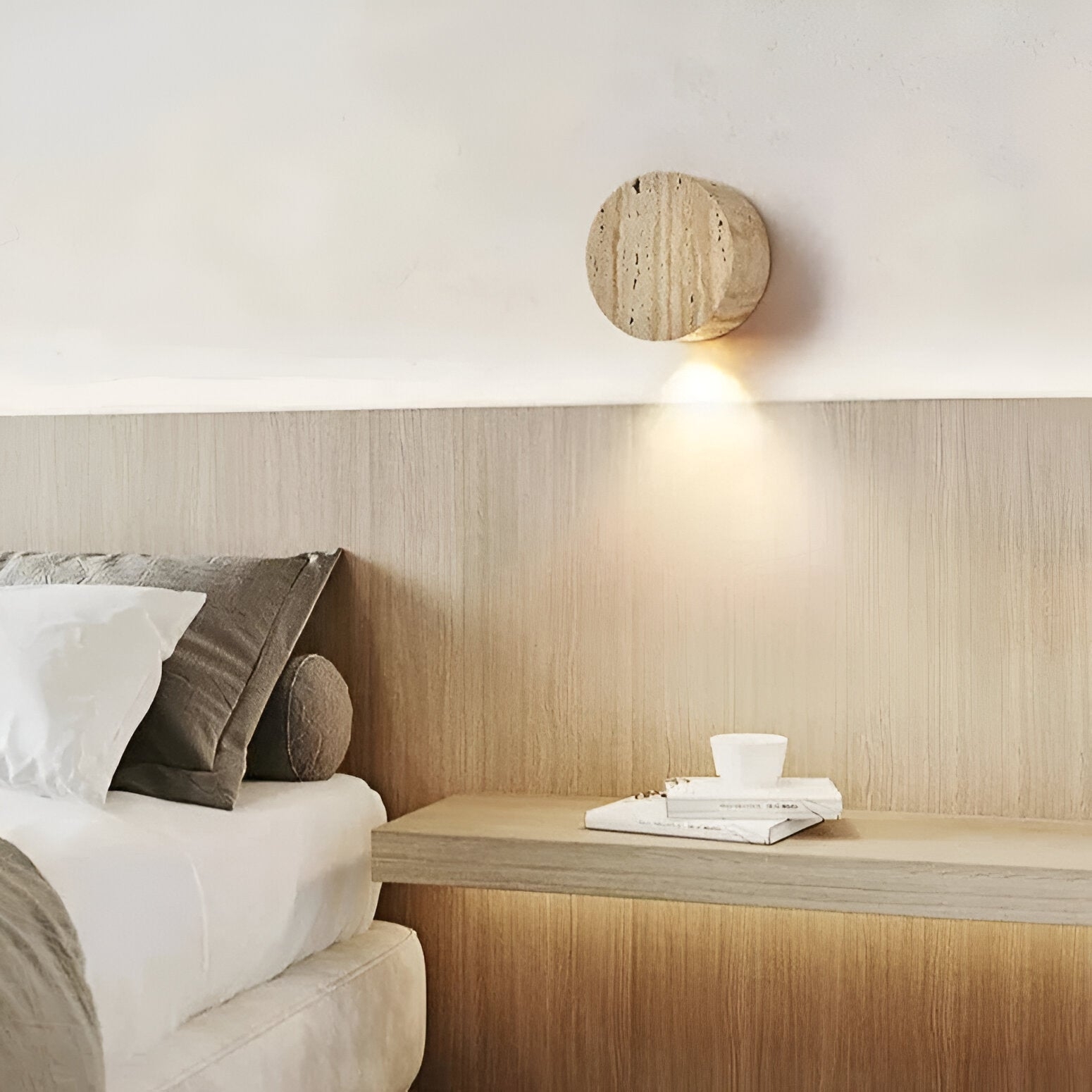 Japanese Wabi Sabi Natural Travertine Stone Wall Light T2102