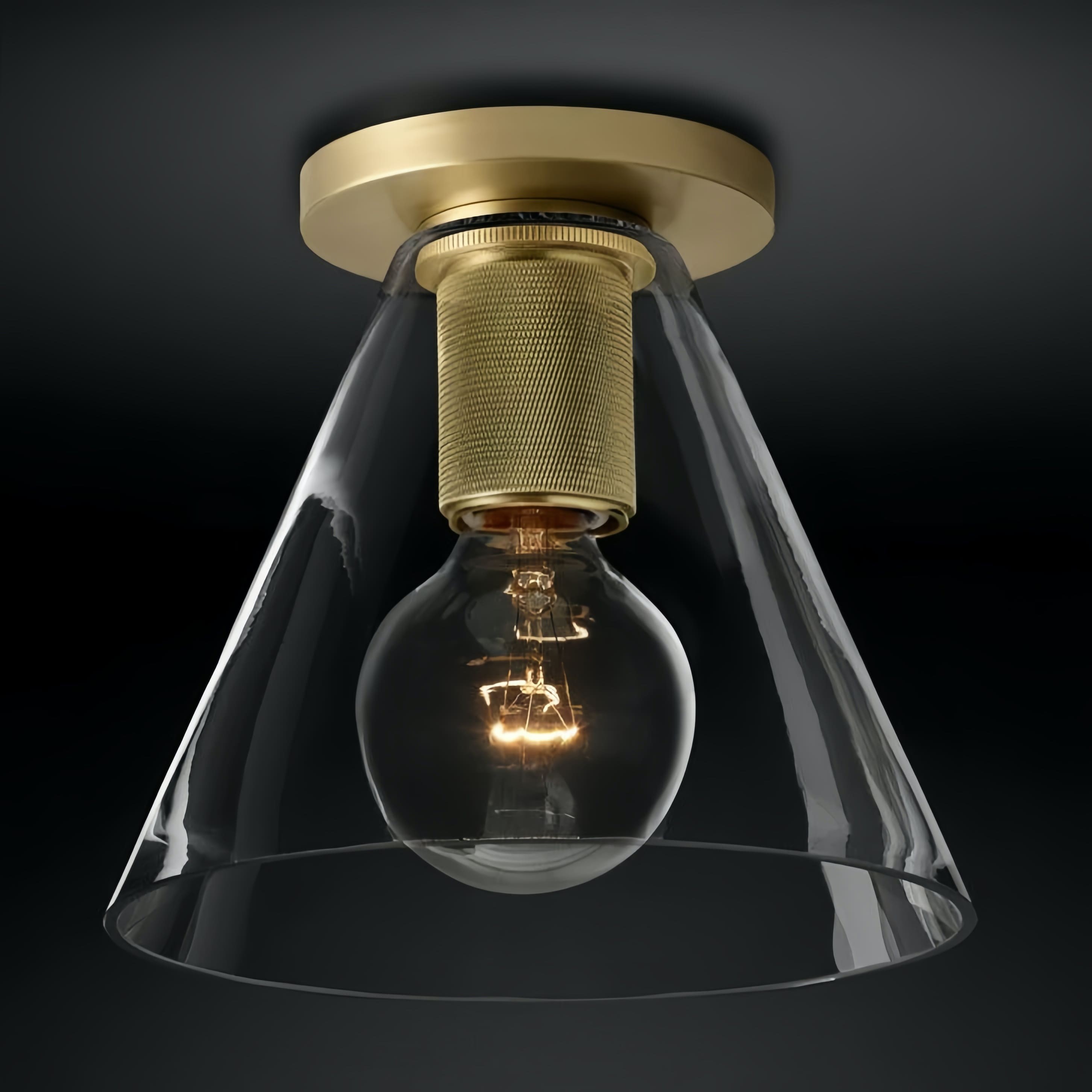 Versatile Flush Mount Light – Modern Glass & Open Bulb Design S232