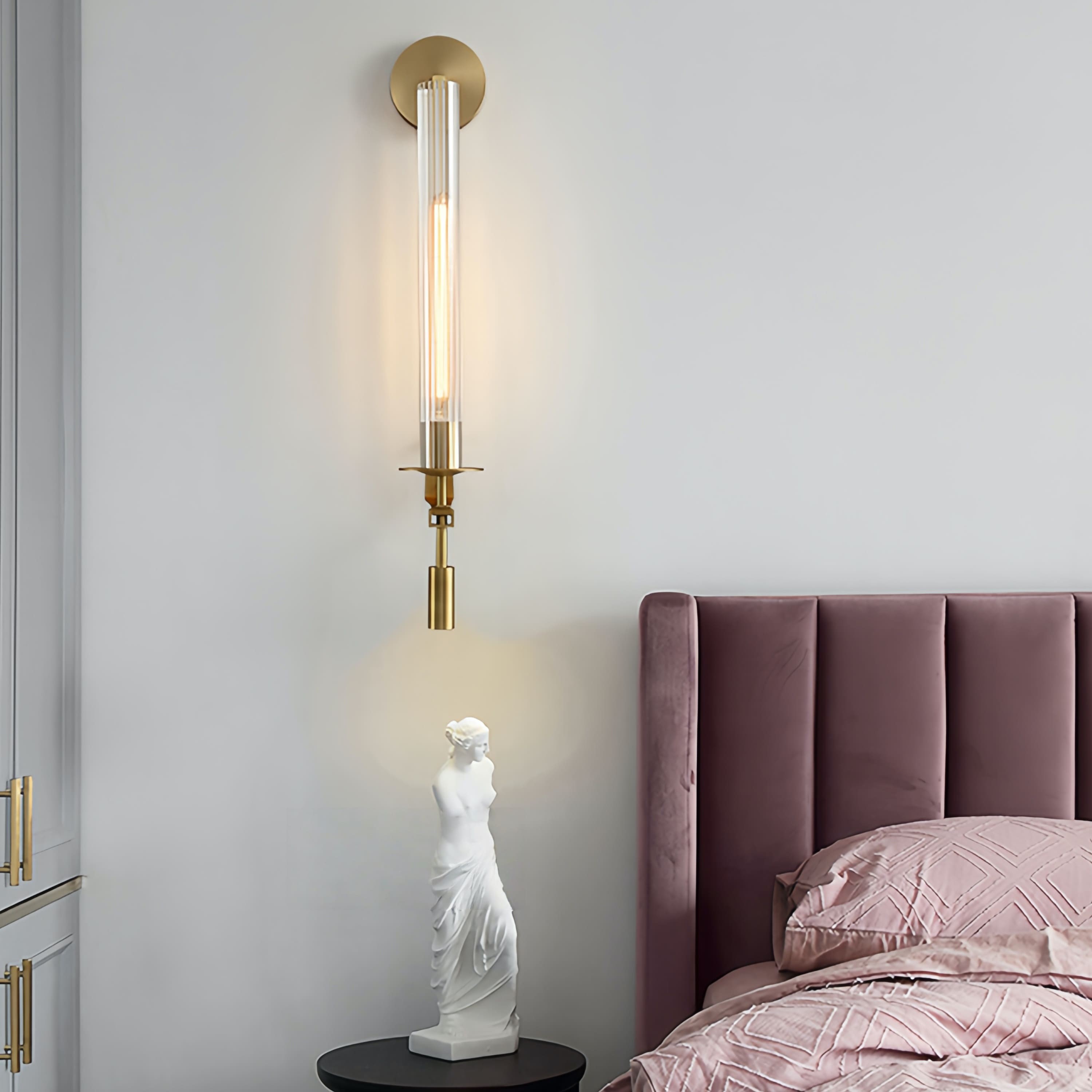 Ribbed Glass Wall Lamp with Slim Metal Base – Classic Meets Modern S229