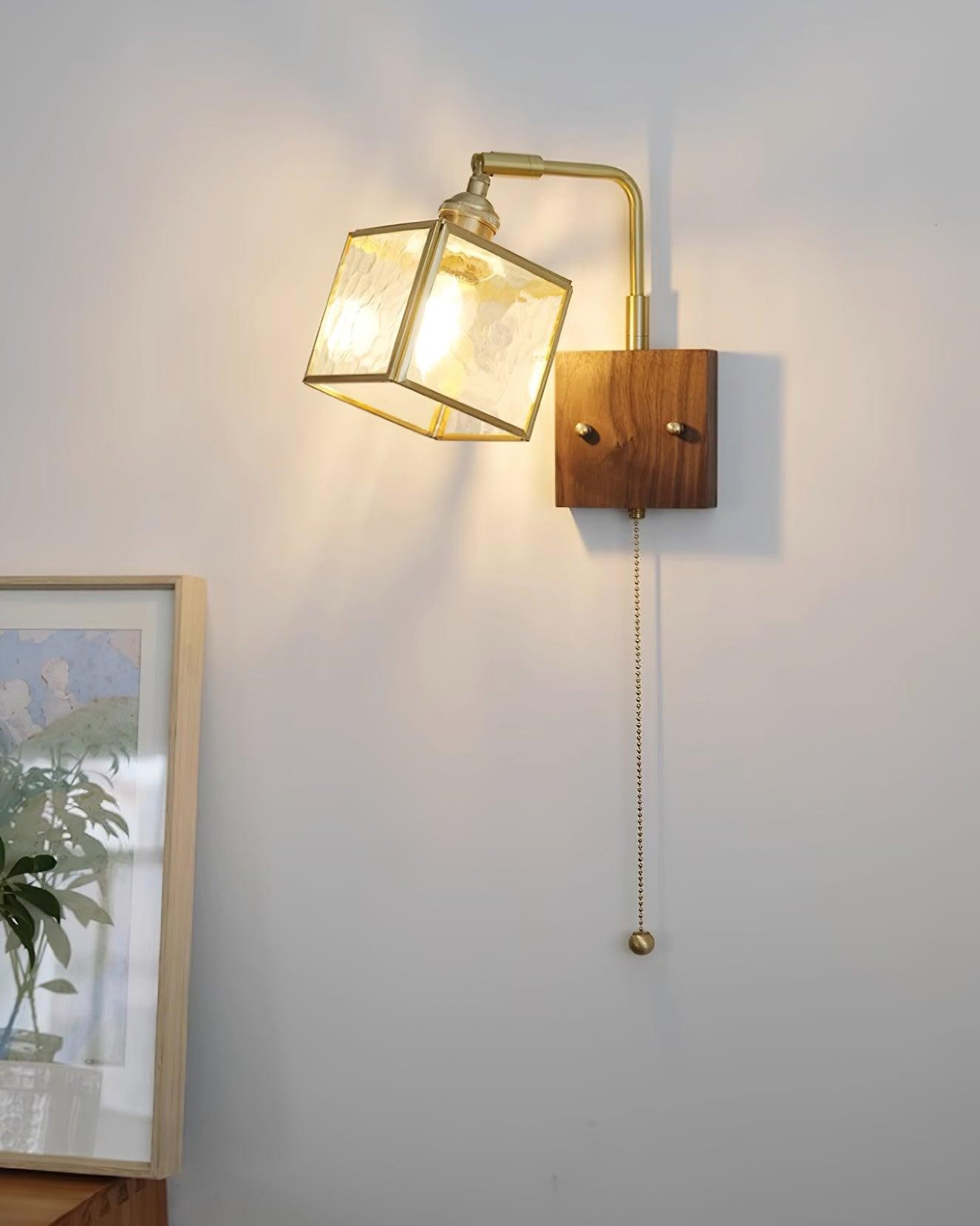 Square Glass Adjustable Wooden Wall Lamp M247