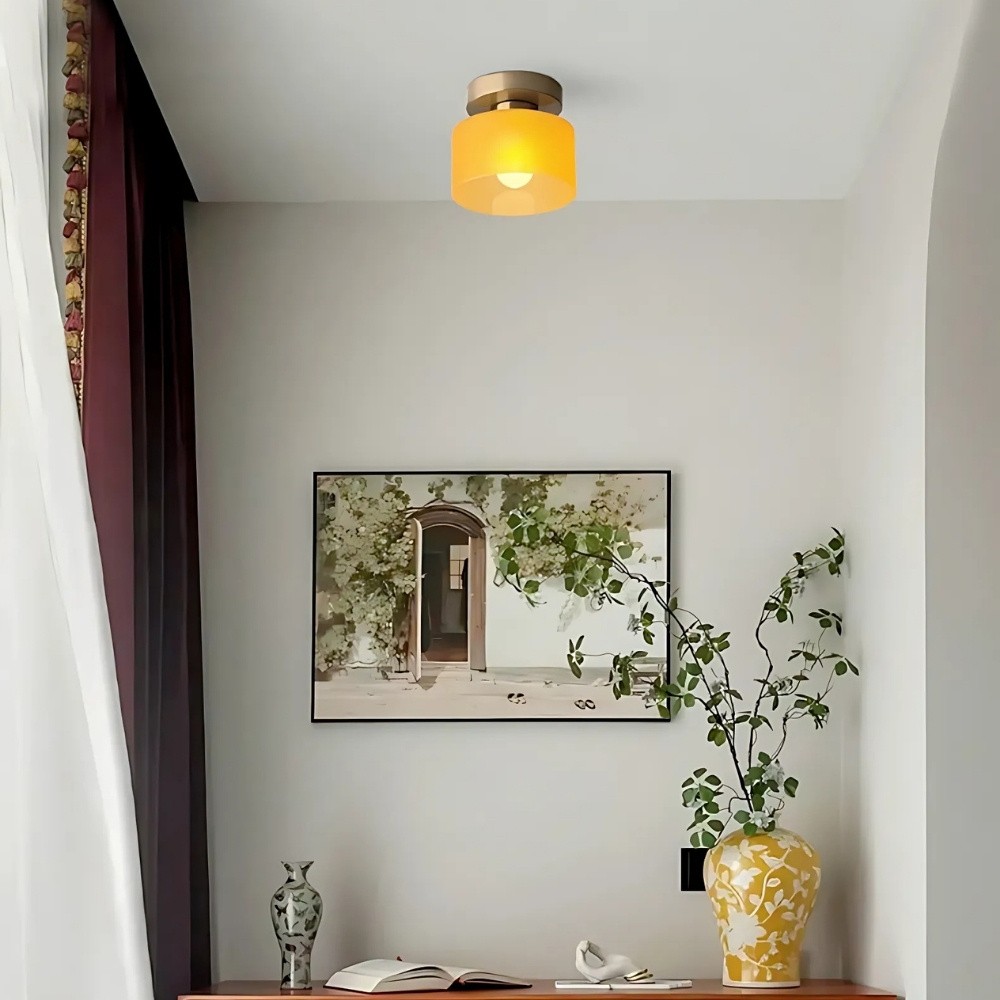 Morandi Cylinder Glass Ceiling Light – Colorful Touch For Hallway Spaces S216