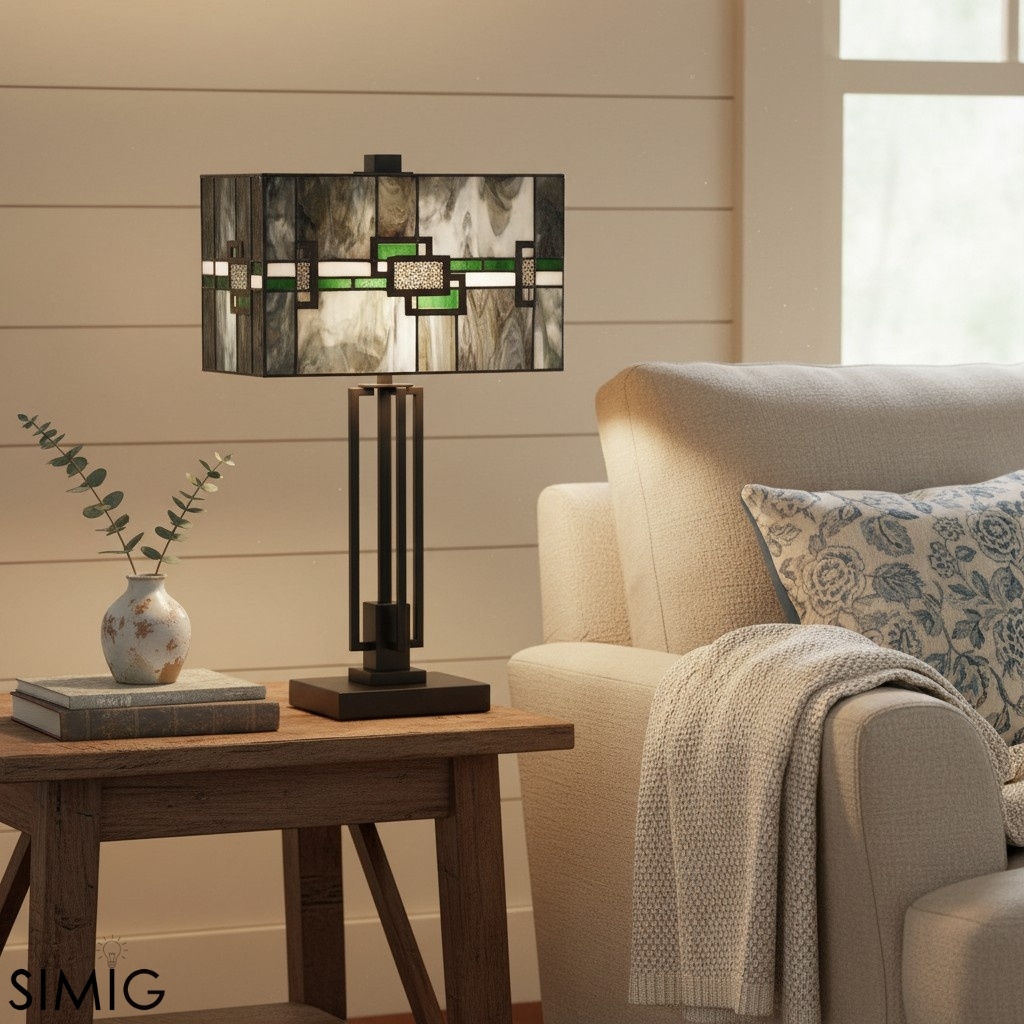 Culletto Mosaic Rectangular Stained Glass Table Lamp T646