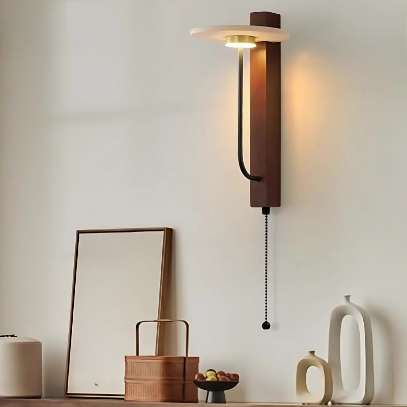 Retro Umbrella LED Wall Light with Solid Wood - Warm Accent Lighting S329