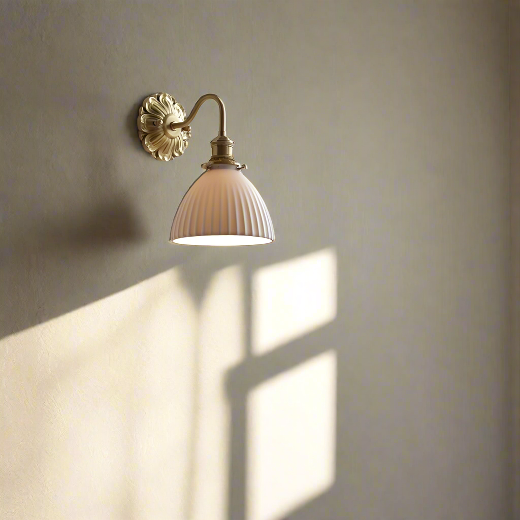 Elegant Ceramic and Brass Wall Sconce for Living Room and Hallway T432