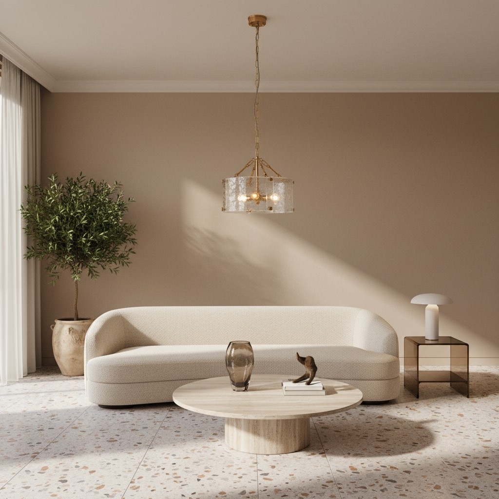 Panellux Decorative Pendant - Handcrafted Curved Glass Panels Brushed Brass Finish for Foyer T958