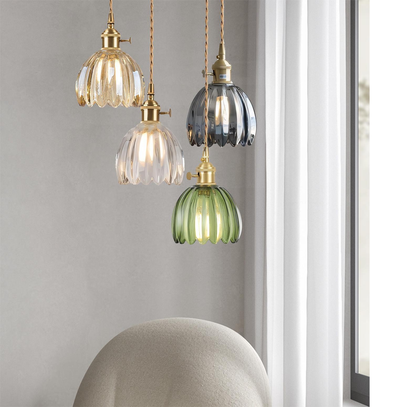 Japanese Retro Glass Flower Pendant Light S17