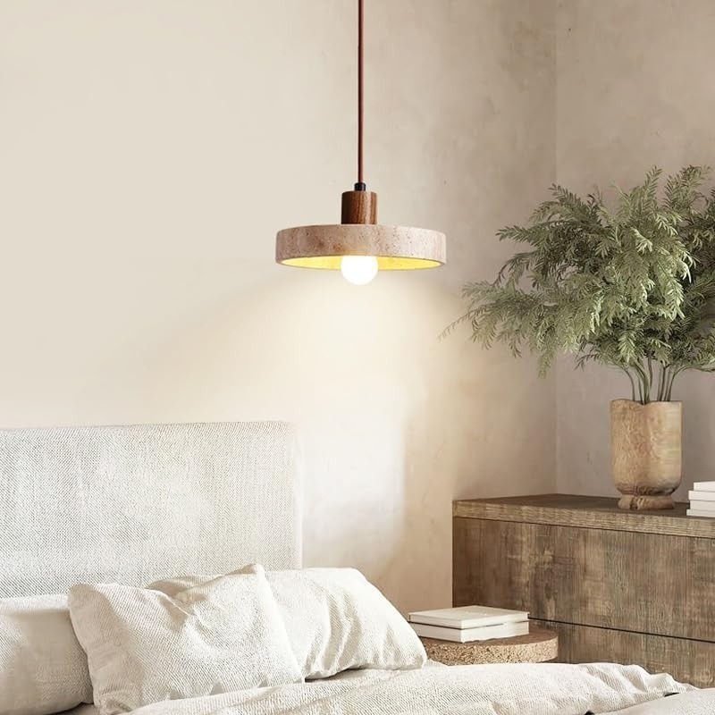 Elegant Wabi-Sabi Pendant Light with Natural Stone S266