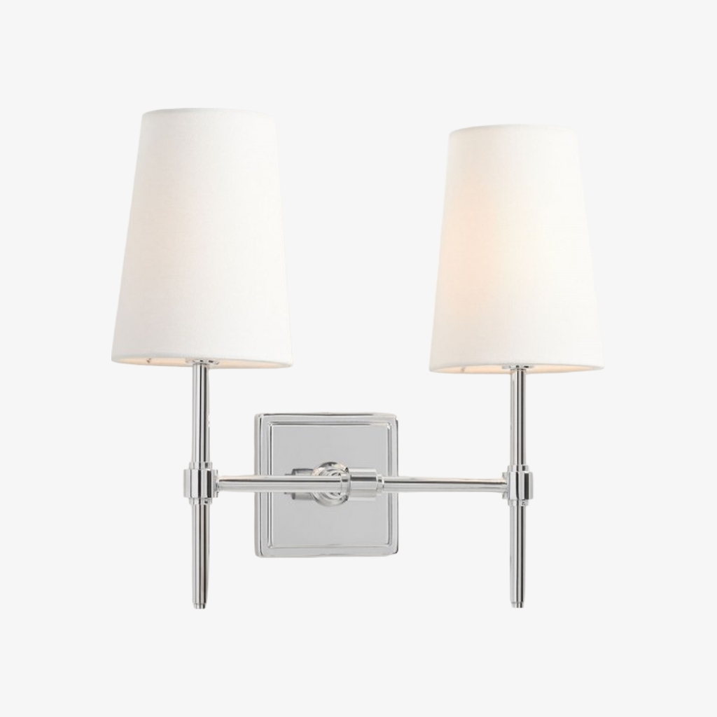 Derlina Stylish Retro Wall Lamp with White Linen Shades – Modern Industrial Design for Any Room T273