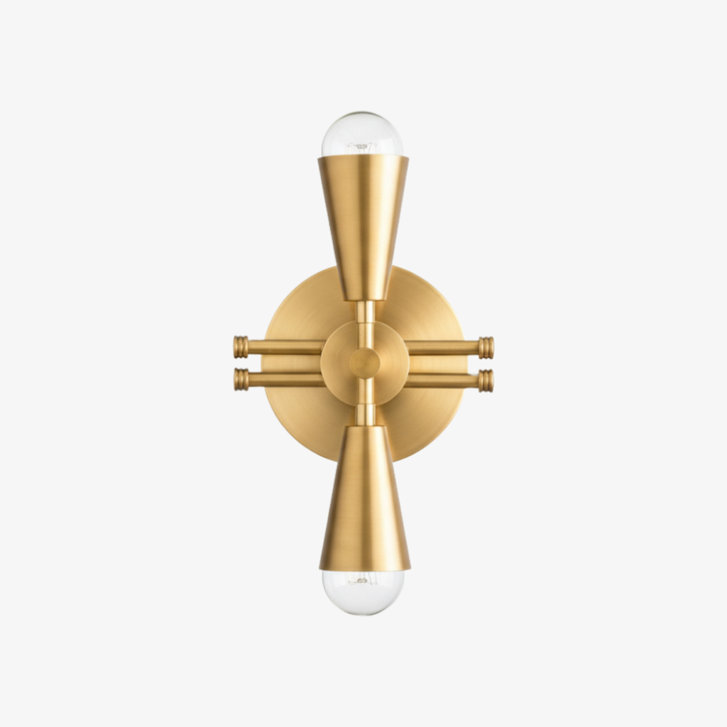 Pyralis Cone Art Deco Brass Sconce - Industrial Vanity Light T305