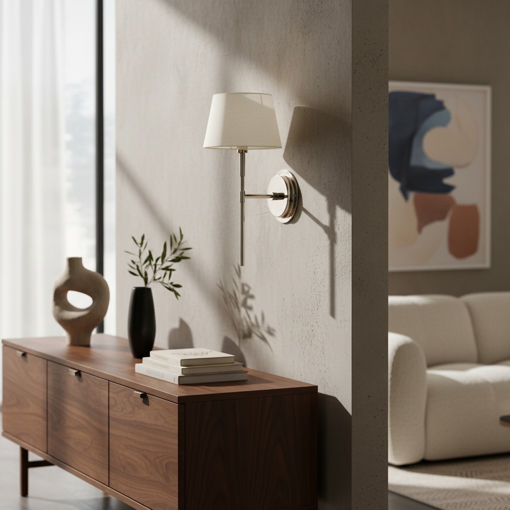 Cremaris Metal Wall Light with Fabric Shade - Timeless Sconce for Interior Lighting T1017