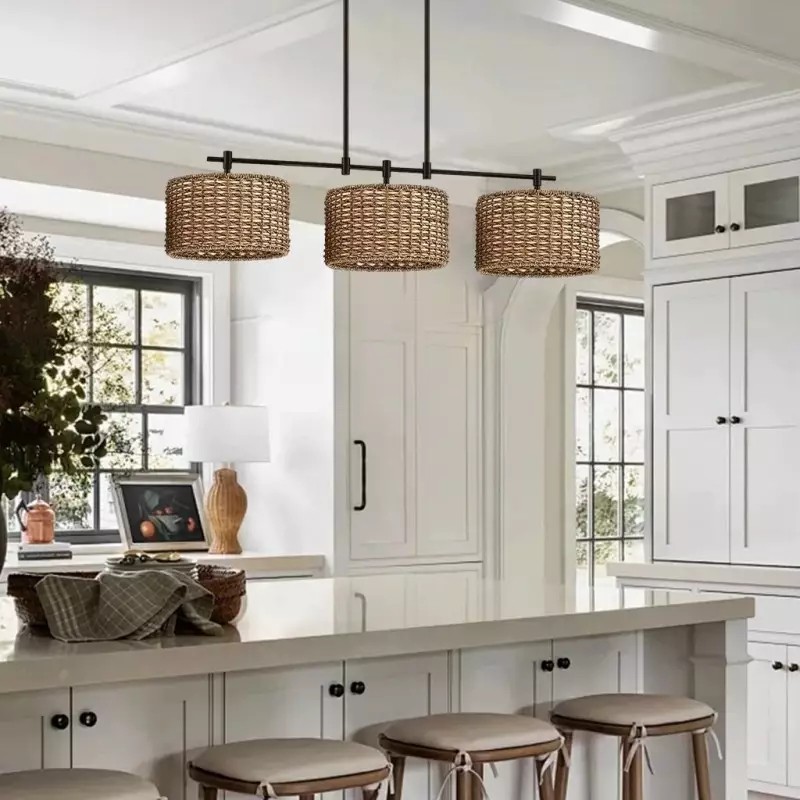 Raphael 3 Light Dimmable Drum Rattan Pendant Lamp S106