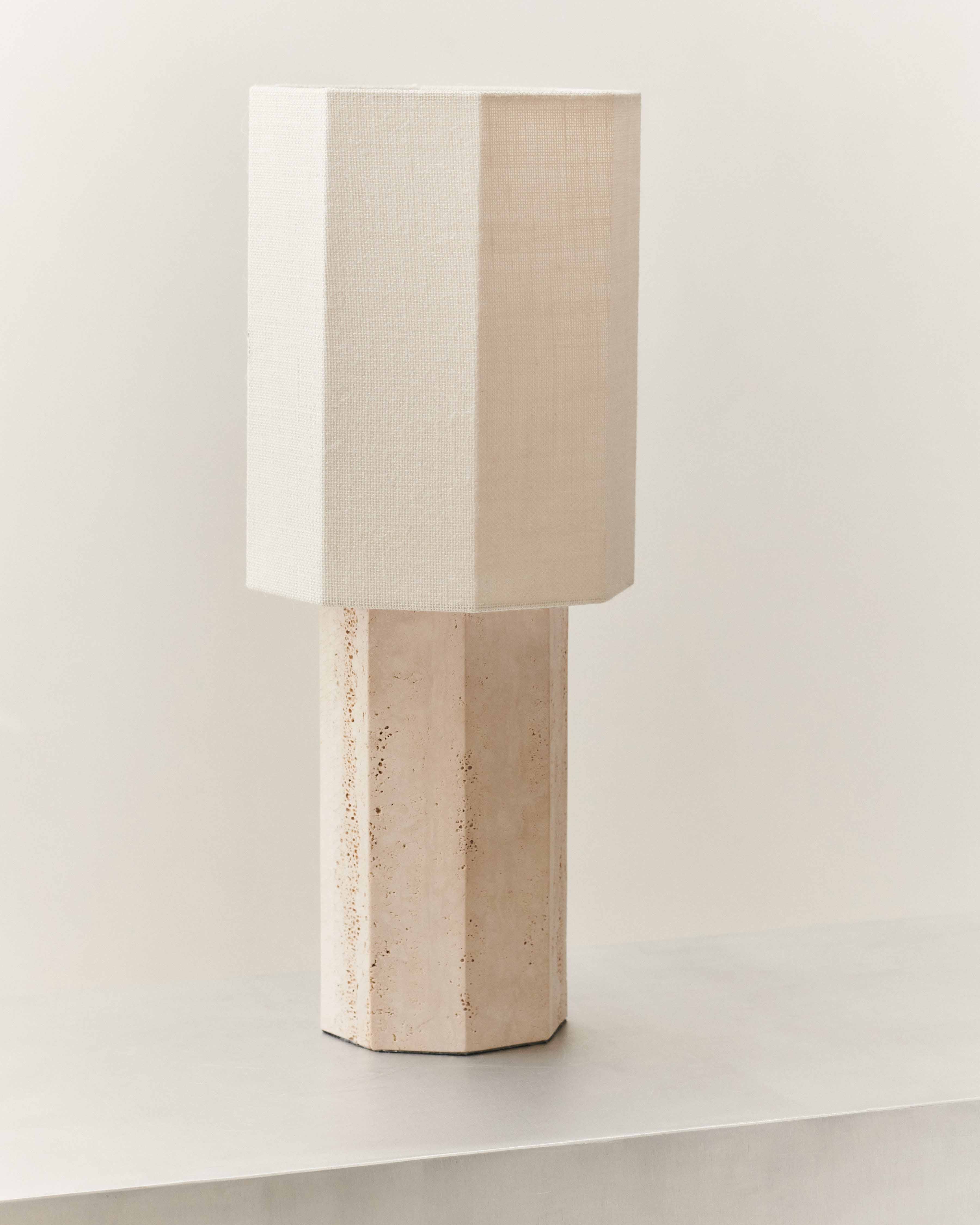 Octagonal Travertine Stone Table Lamp G66