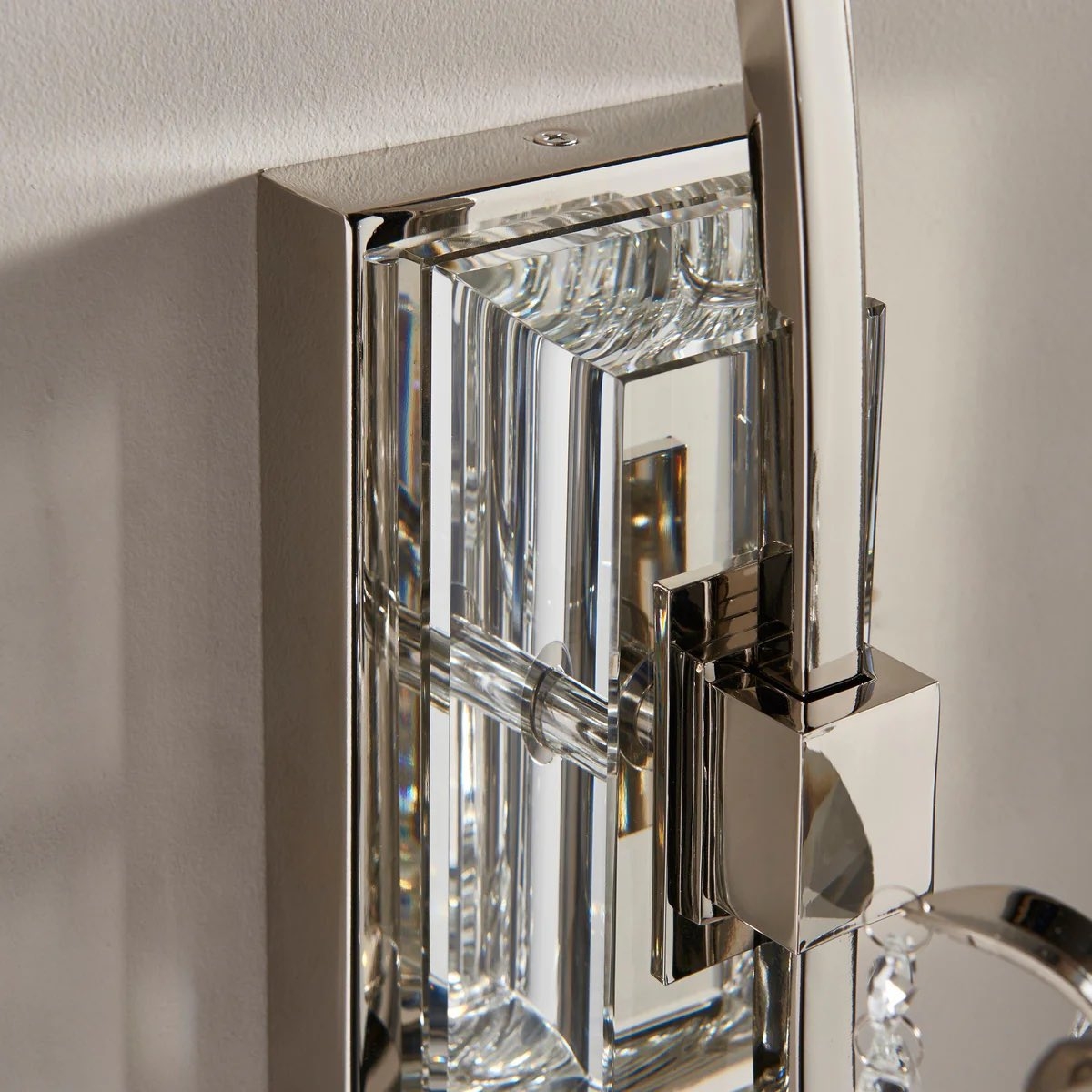 Talonis Crystal Accent Wall Light - Curved Chrome Arm Design for Living and Hallway Spaces T984