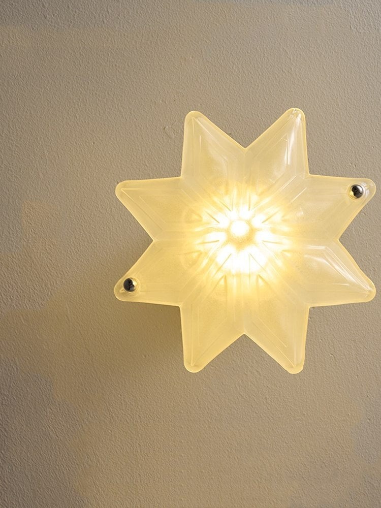Art Deco Star Ceiling Lamp - Frosted Glass Fixture for Hallway & Entryway - Astris Ceres T435