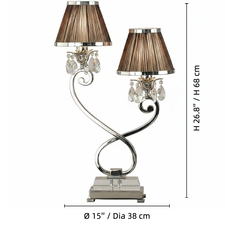 Talonis Double Table Lamp - Dual Shades and Metal Base for Bedroom and Living Room T941