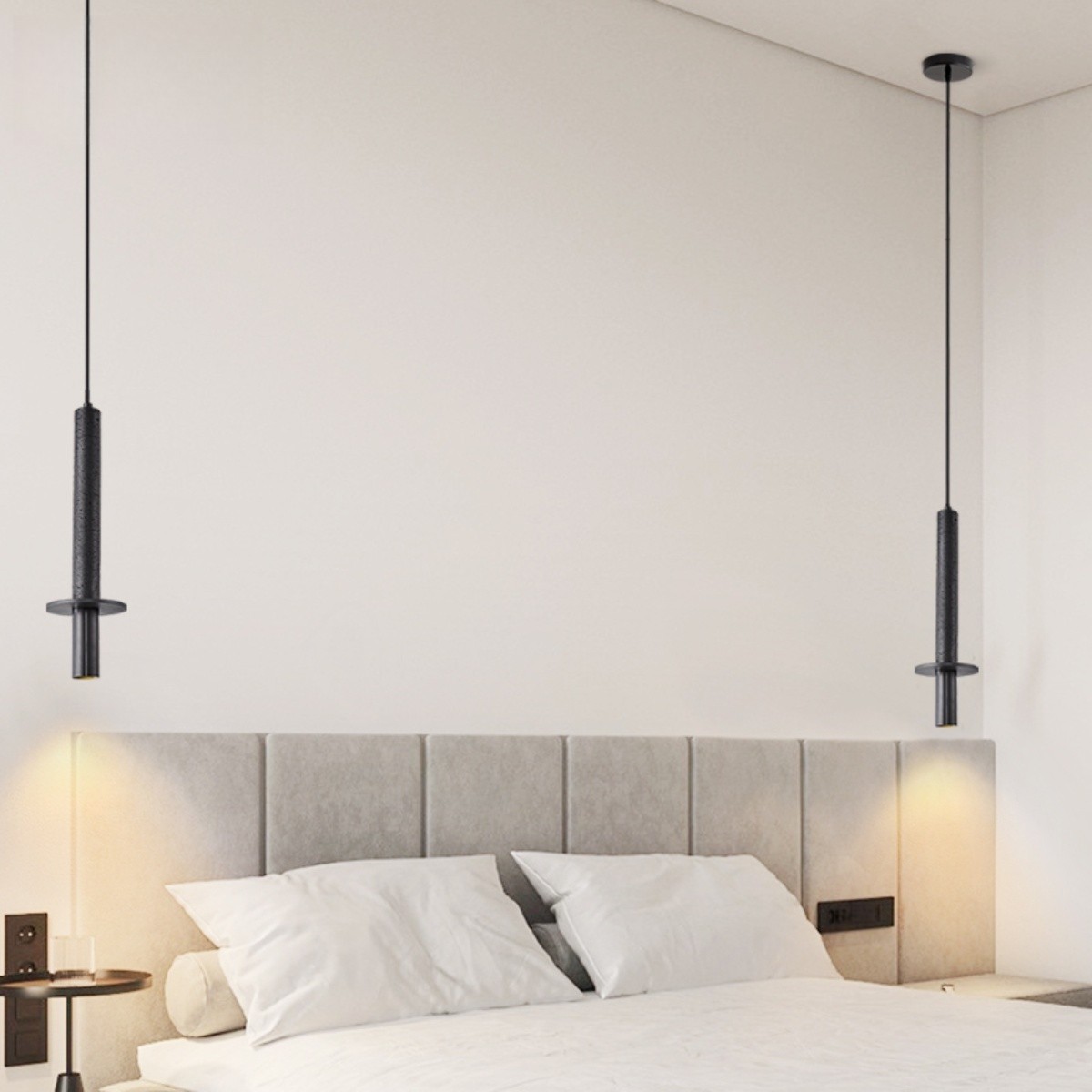 Minimalist Slim Elongated Travertine Metal Pendant Lamp S276