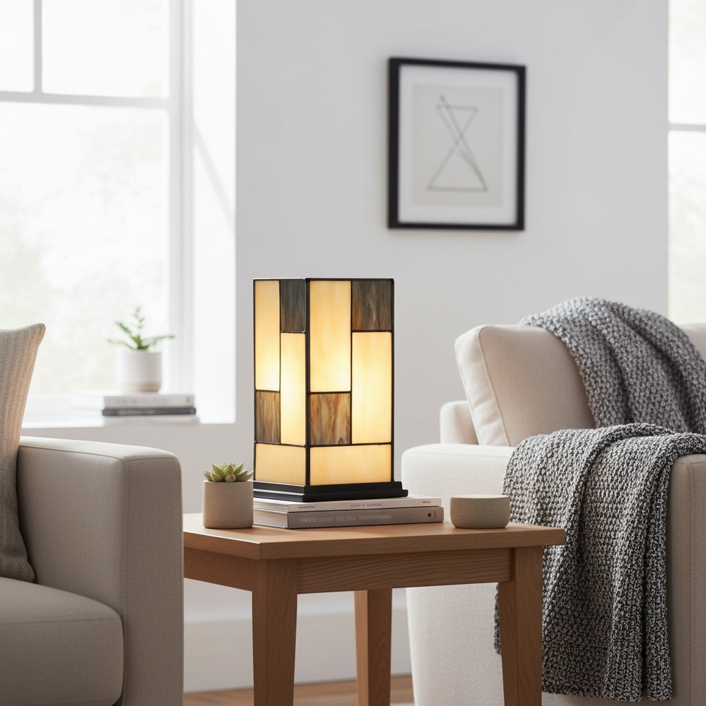 TF Manchester Square Table Lamp - Classic Glass for Living Room and Bedroom T1019