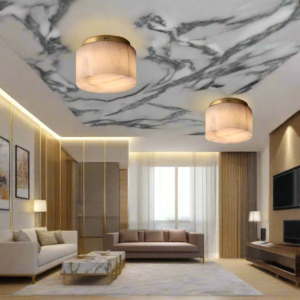 Rivage Alabaster Minimalist Ceiling Light T2172