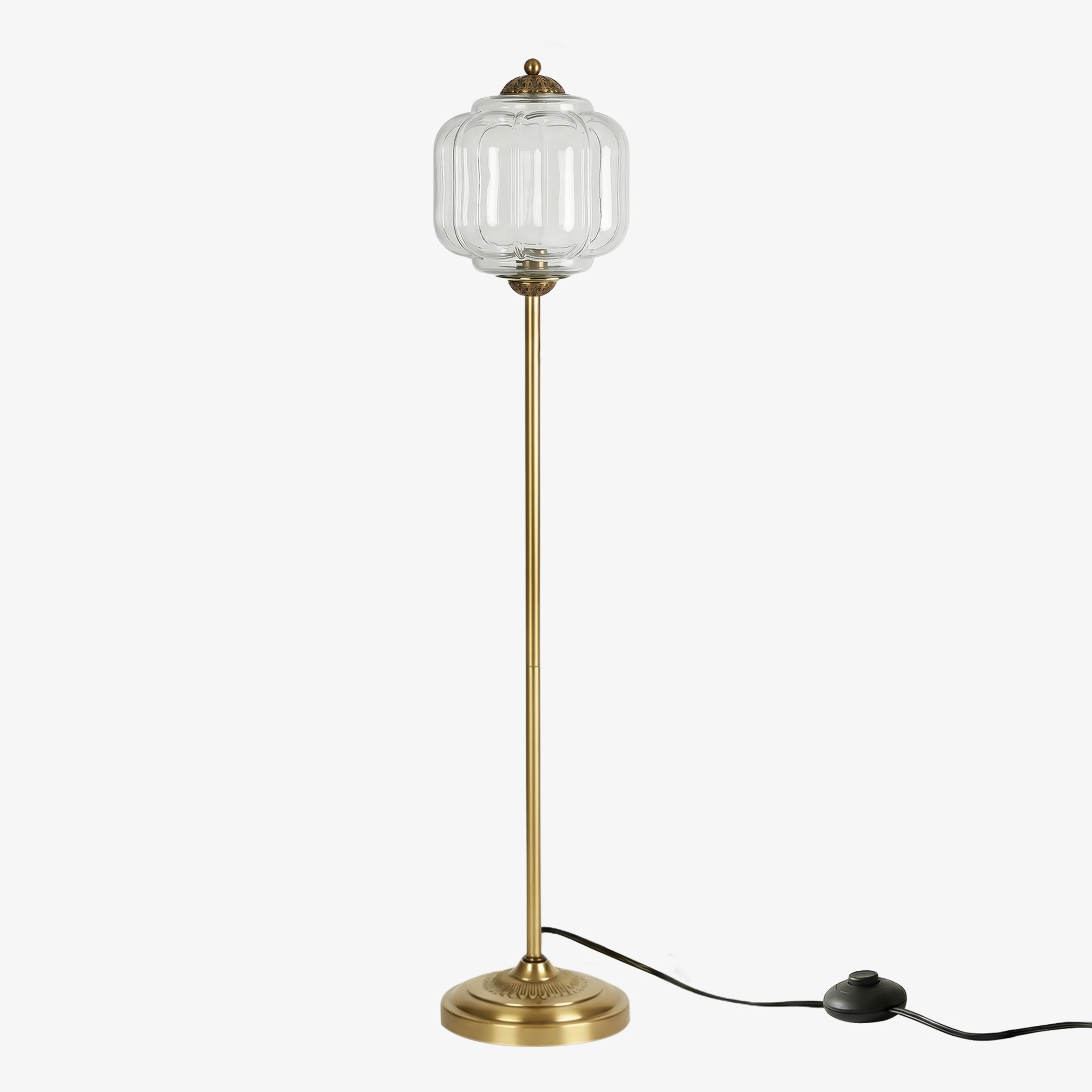 Eloise Pumpkin Glass Floor Lamp - Retro Lighting for Living Room T1169