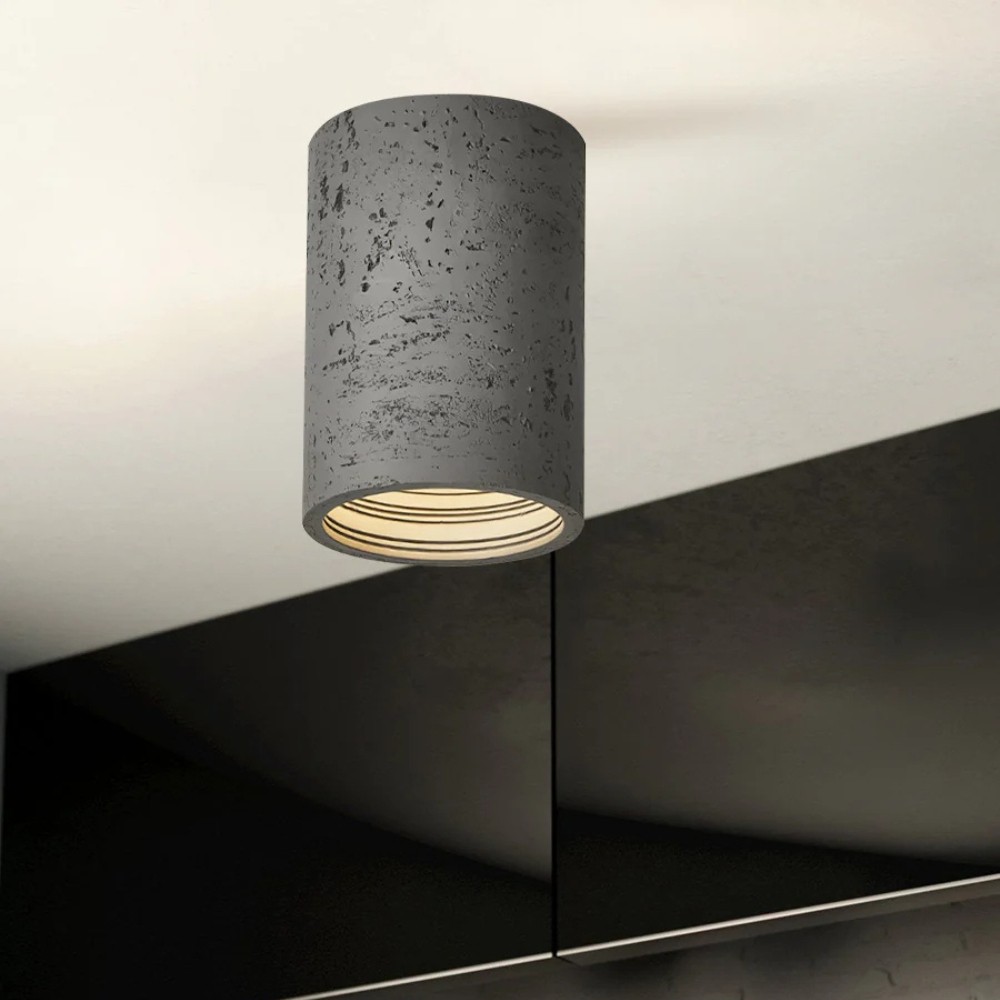 Cylindrical Ceiling Light - Modern Travertine Living Room M72