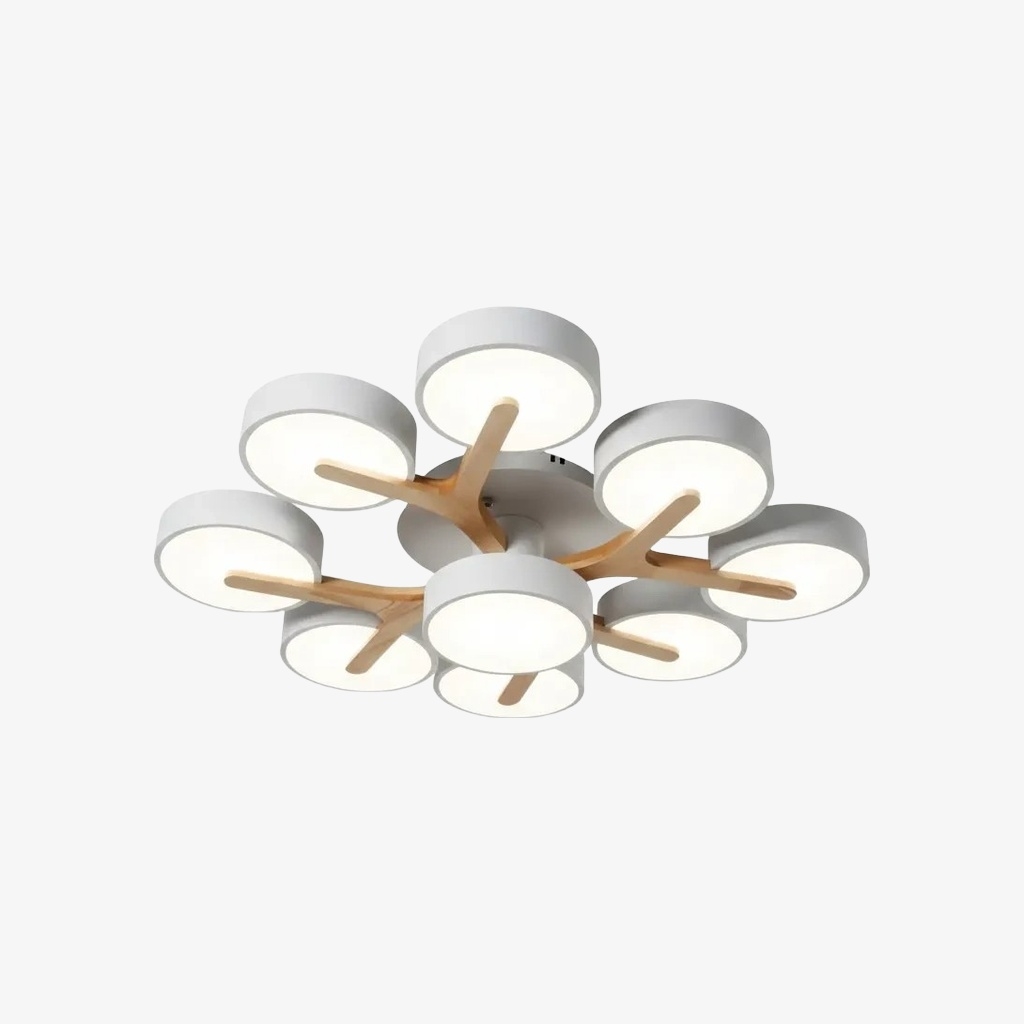 Modern Wooden Disc Ceiling Lamp - LED Semi-Flush Mount for Living Room S386