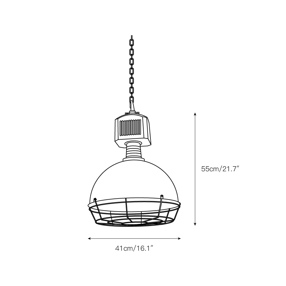 Caged Industrial Metal Pendant Light T1693