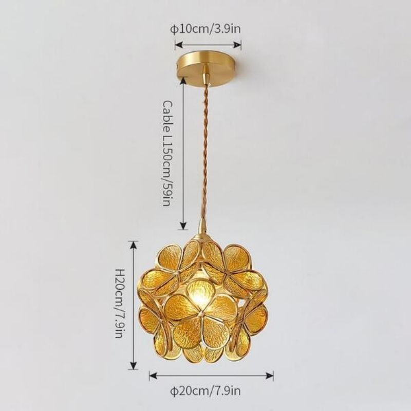 Nordic Brass Flower Petal Glass Pendant Light S10